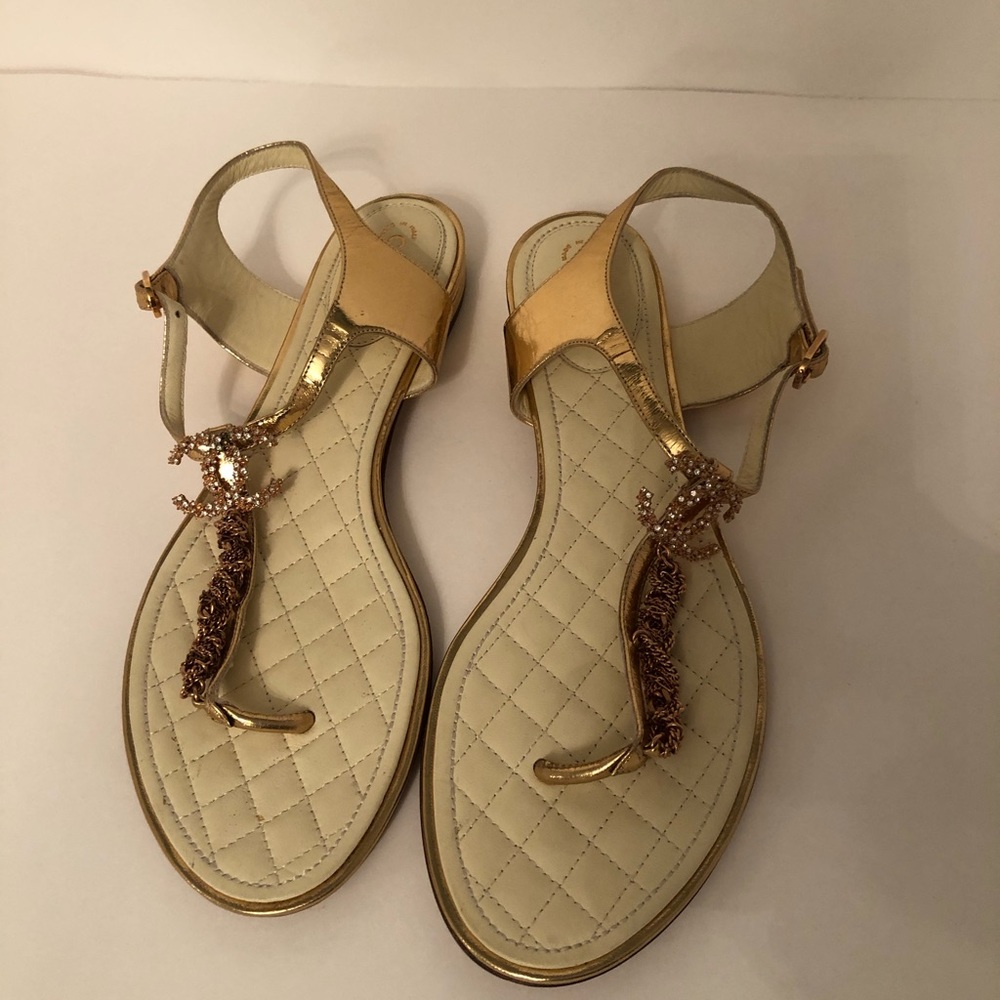 Authentic Rose gold Chanel sandals